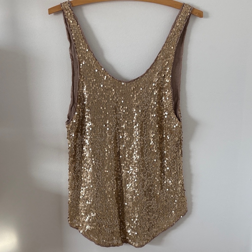 Talula Gold Sequin Tank Top